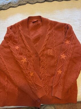 Taylor Swift Rust Red Cable Knit Star Cardigan